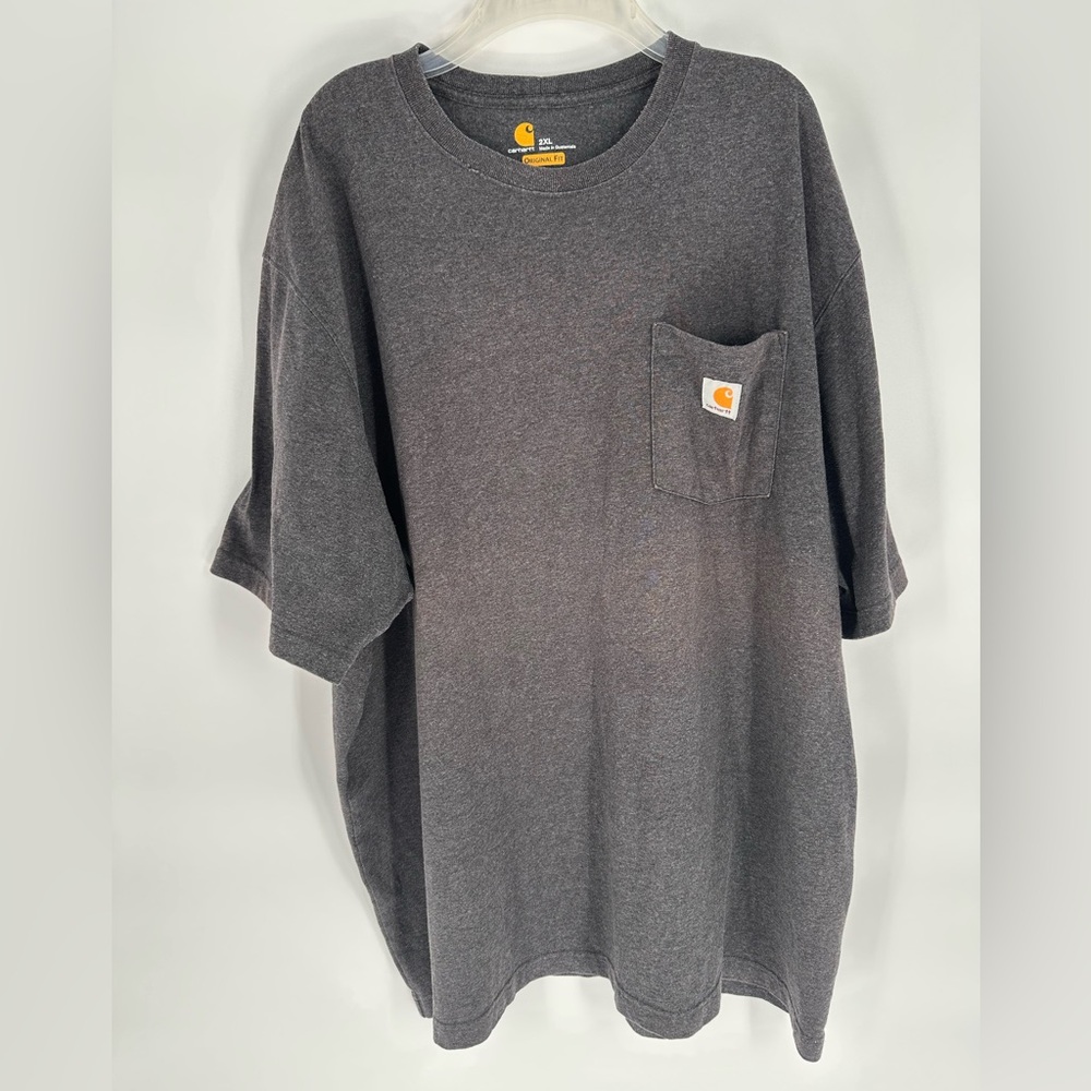 Carhartt Shirt Mens T-Shirt Size 2XL Loose Fit Dark Grey Distressed Workwear